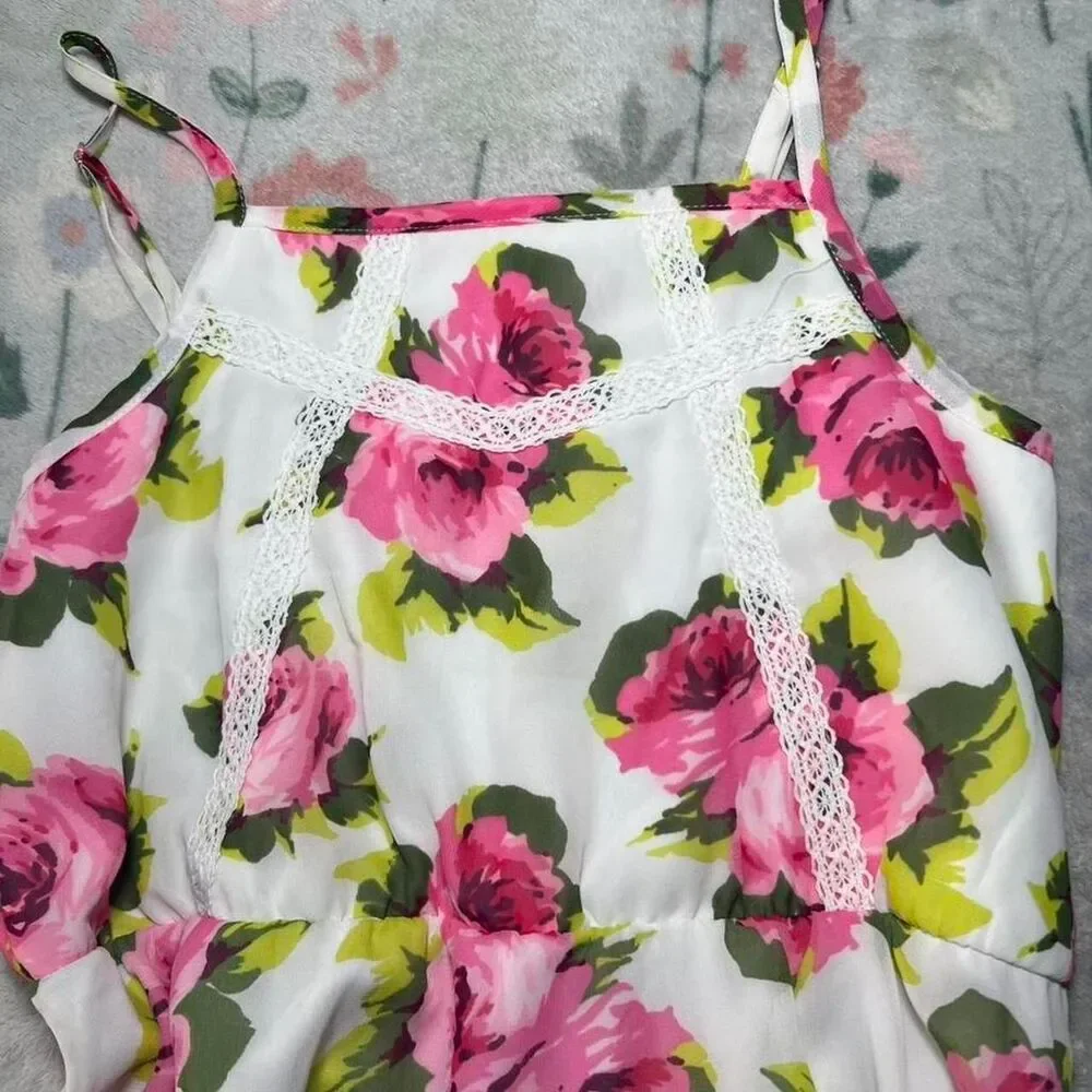 The Children's Place Floral Rose High-Low Dress 10/12 Coquette Cottage Fairy Y2K